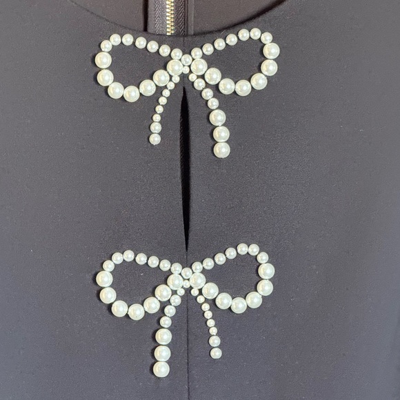 Kate Spade Black Pearl Beaded Bow Fit & Flare Dress Women’s Size XL - Picture 7 of 14